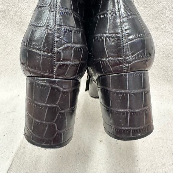 Marc Fisher Crocodile Daith Pointed Toe Block Heel Zip-Up Leather Boota Size 10M - Picture 3 of 13